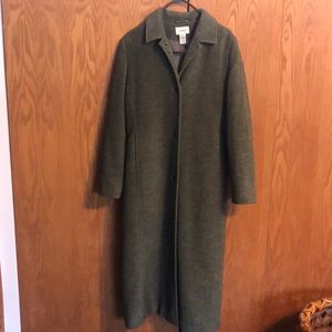 LL Bean Olive Green Wool Blend insulated coat